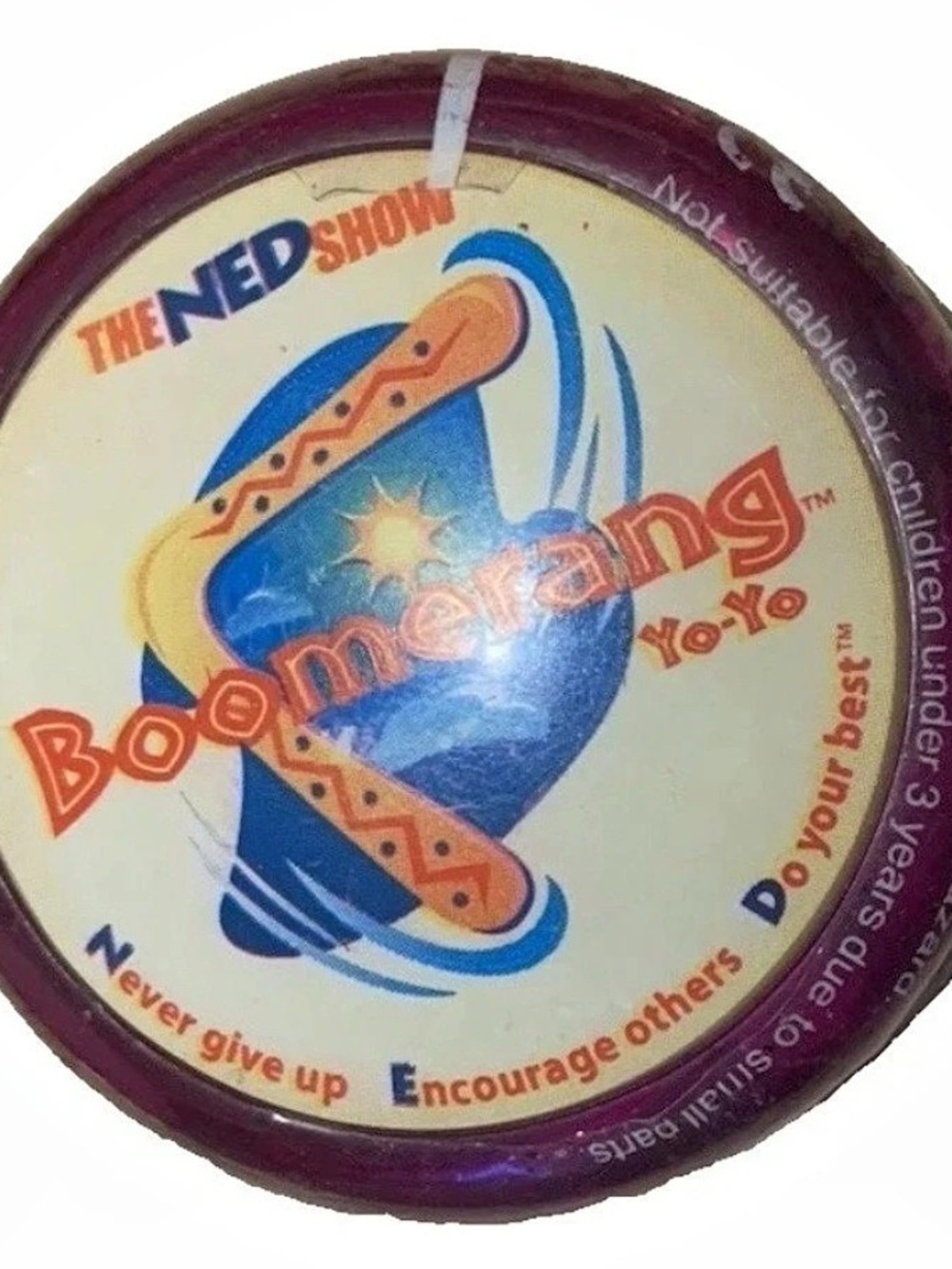NIP Vintage The Ned Show - Yoyo - Boomerang Transparent Clear Purple Yo Yo Toy